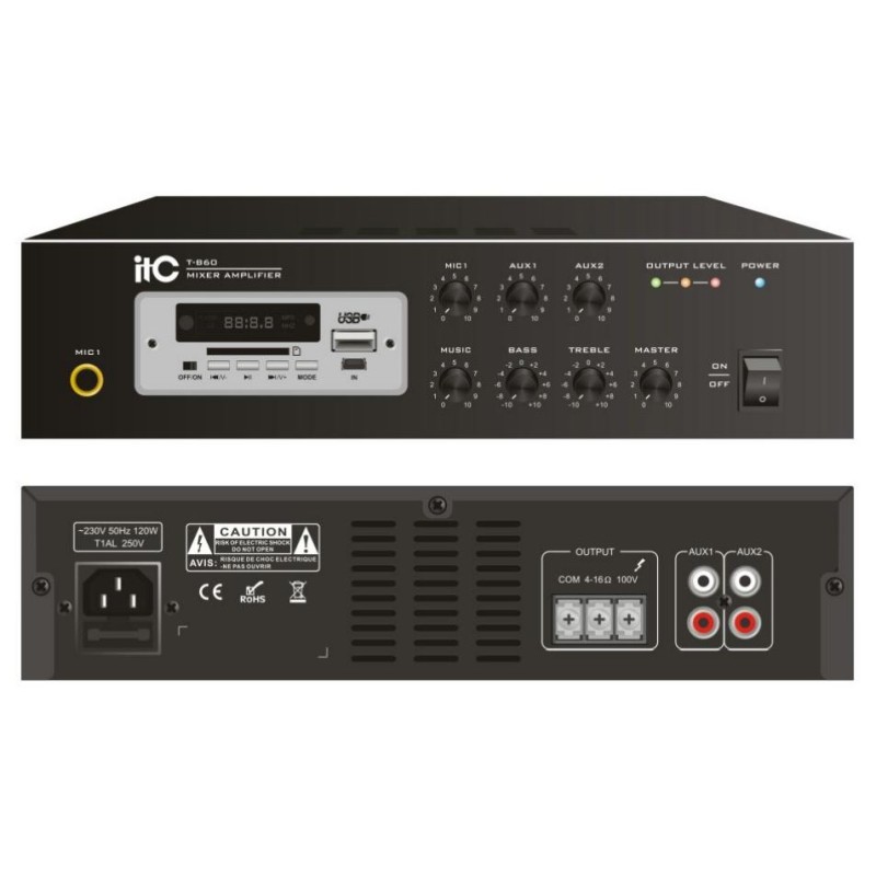 T-B60E Mini amplificator cu MP3(USB/TF) si Bluetooth