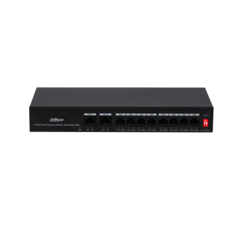 Dahua PFS3010-8GT-96 Коммутатор с 10 каналами и 8 портами PoE.