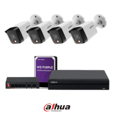 Pachet Dahua: 4 camere Smart Dual Light 8MP + NVR + HDD 2TB + PoE