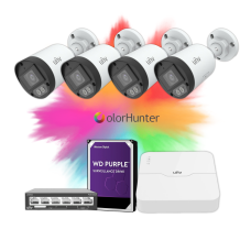 Pachet Uniview: 4 camere ColorHunter 4MP + NVR + HDD + PoE