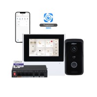 Pachet videointerfon Dahua DHI-VTH2611L-WP + DHI-VTO2111D-P-S3 + PoE + microSD 32GB