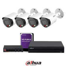 Pachet Dahua: 4 camere Smart Dual Light 4MP + NVR + HDD 2TB + PoE
