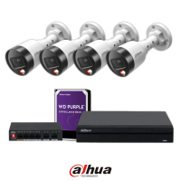 Pachet Dahua: 4 camere Full-Color 4MP + NVR + HDD 2TB + PoE