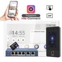 Pachet videointerfon Hikvision DS-KH6350-WTE1 + DS-K1T342MX-E1 + PoE + microSD 32GB