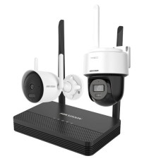 Hikvision NKS424WBPH Kit cu 4 canale format din NVR și 2 camere Wi-Fi wireless de 4 MP (Bullet / PT)